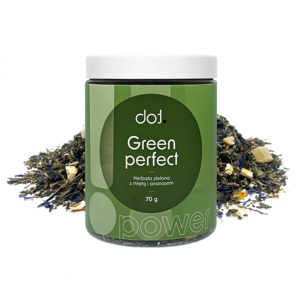 Green perfect • herbata liściasta zielona z miętą i ananasem