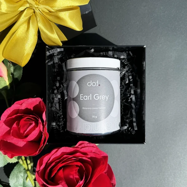 Zestaw z herbatą Earl Grey w czarnym pudełeczku